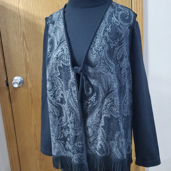 Lennie for Nina Leonard knit dress w attached fringe vest new with tags - Picture 3 of 9